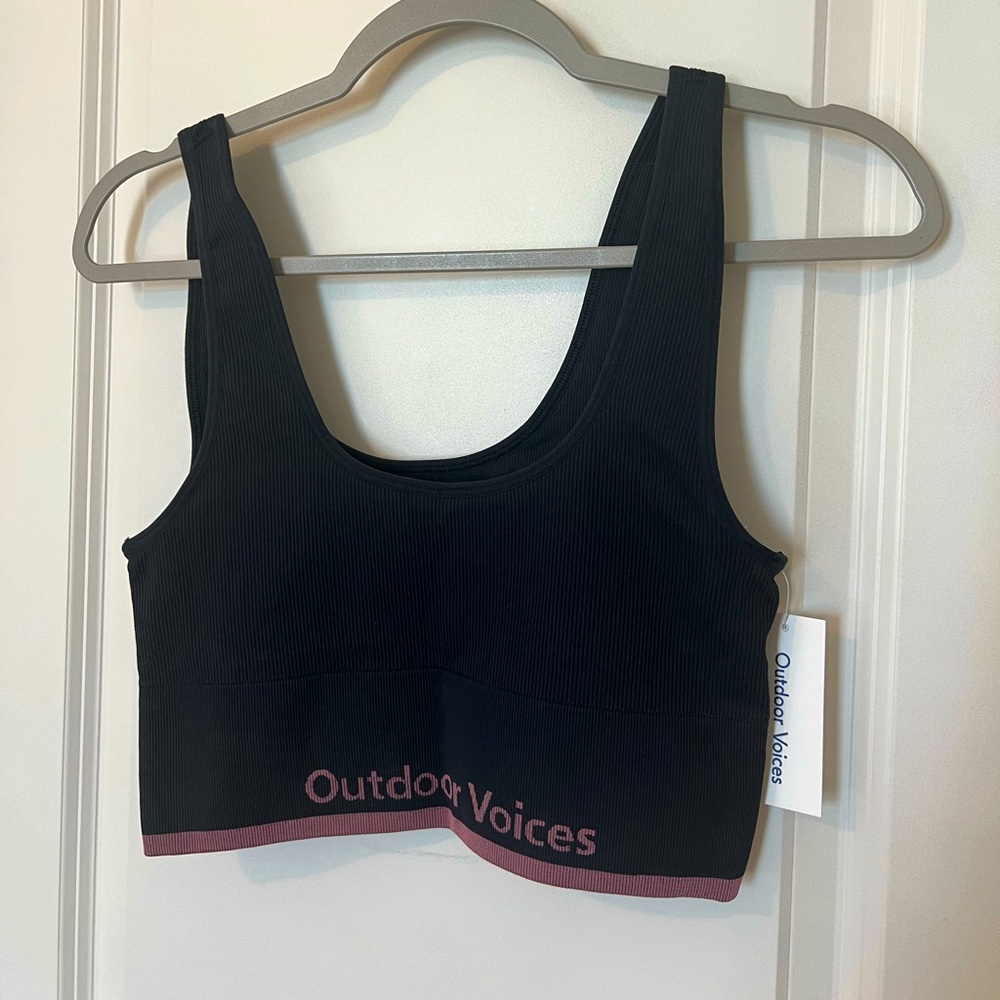 Outdoor Voices Black SeamlessRib Longline Bra Women’s Medium